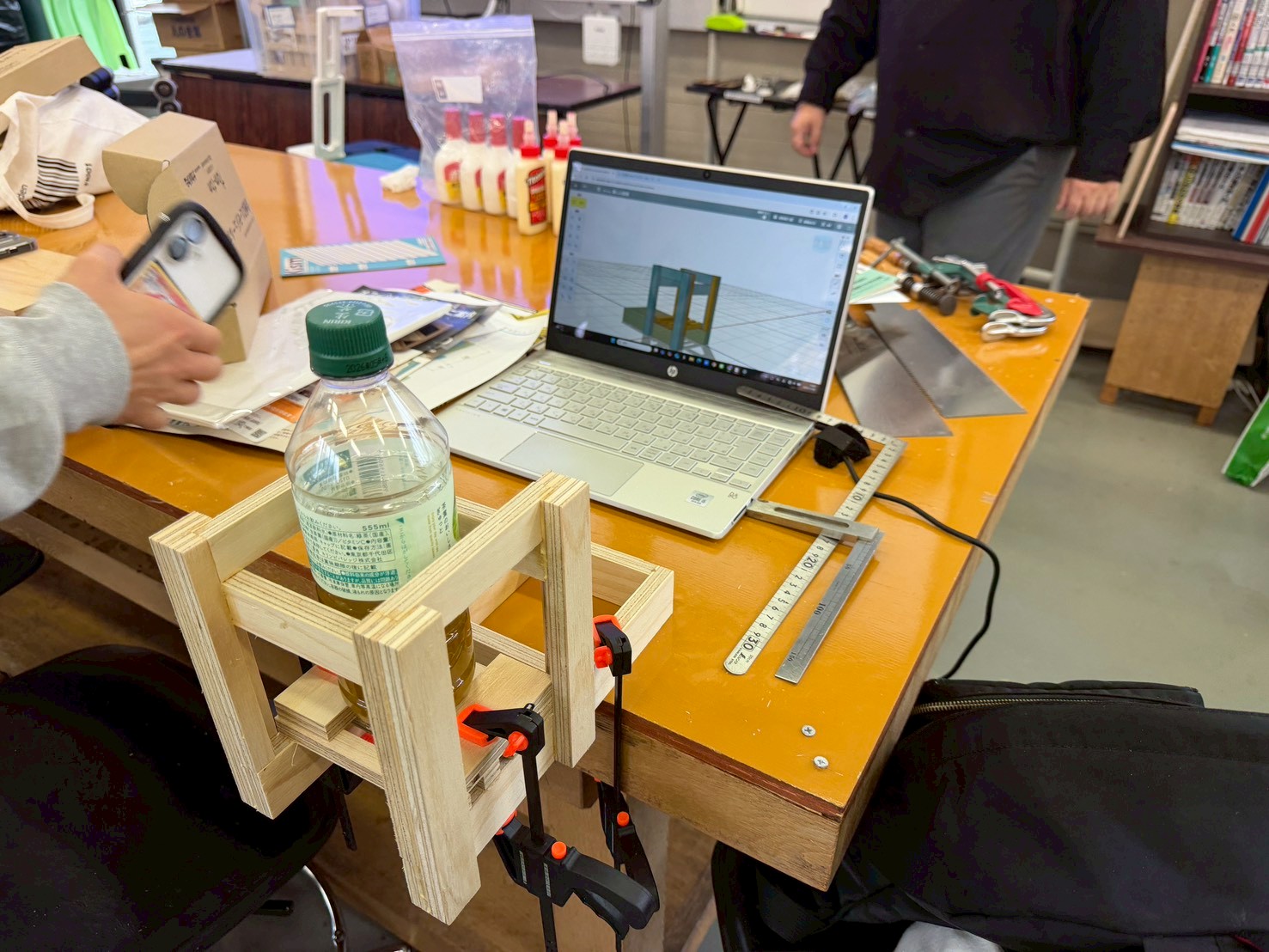 caDIY3Dモデルと製作途中の作品